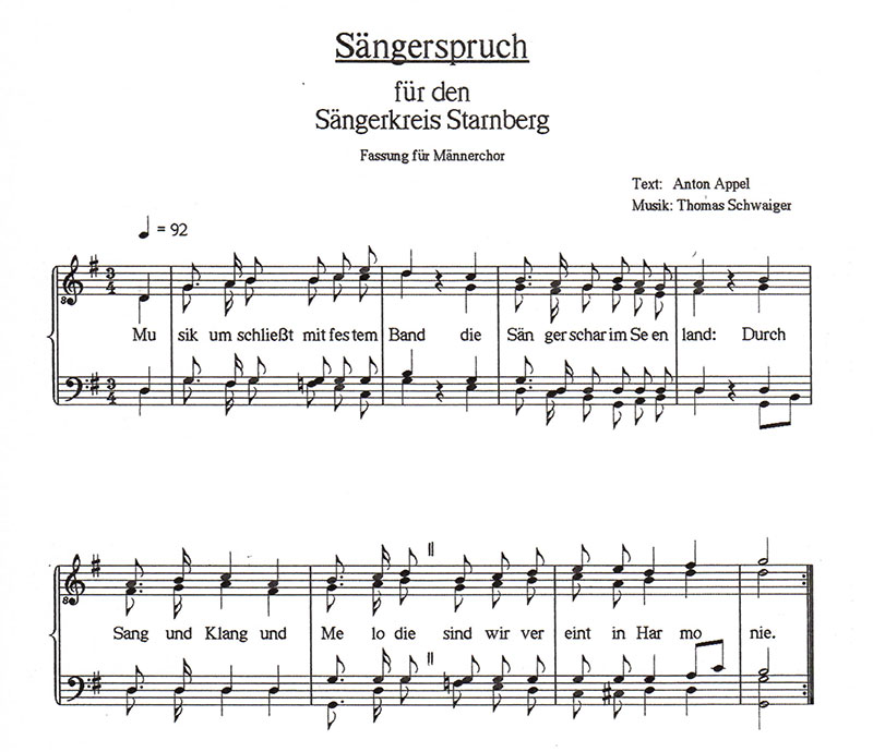 Sängerspruch Sängerkreis STA Männerchöre Version